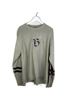 Vintage 90s Y2K Burton Snowboards Thick Knit Cream Sweater w/ Logo, Size Large